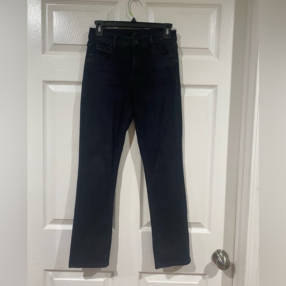 Mother The Mid Rise Dazzler Ankle Jeans In Deep End Black Denim Size 25 Straight